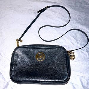 Michael Korse Black Crossbody Purse with Gold Chain Strap. As Is.
